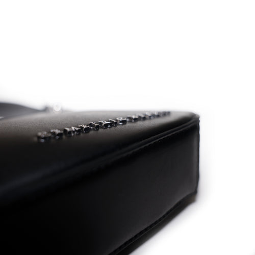 Eleven Shoulder Bag in Black with silver hardware front view