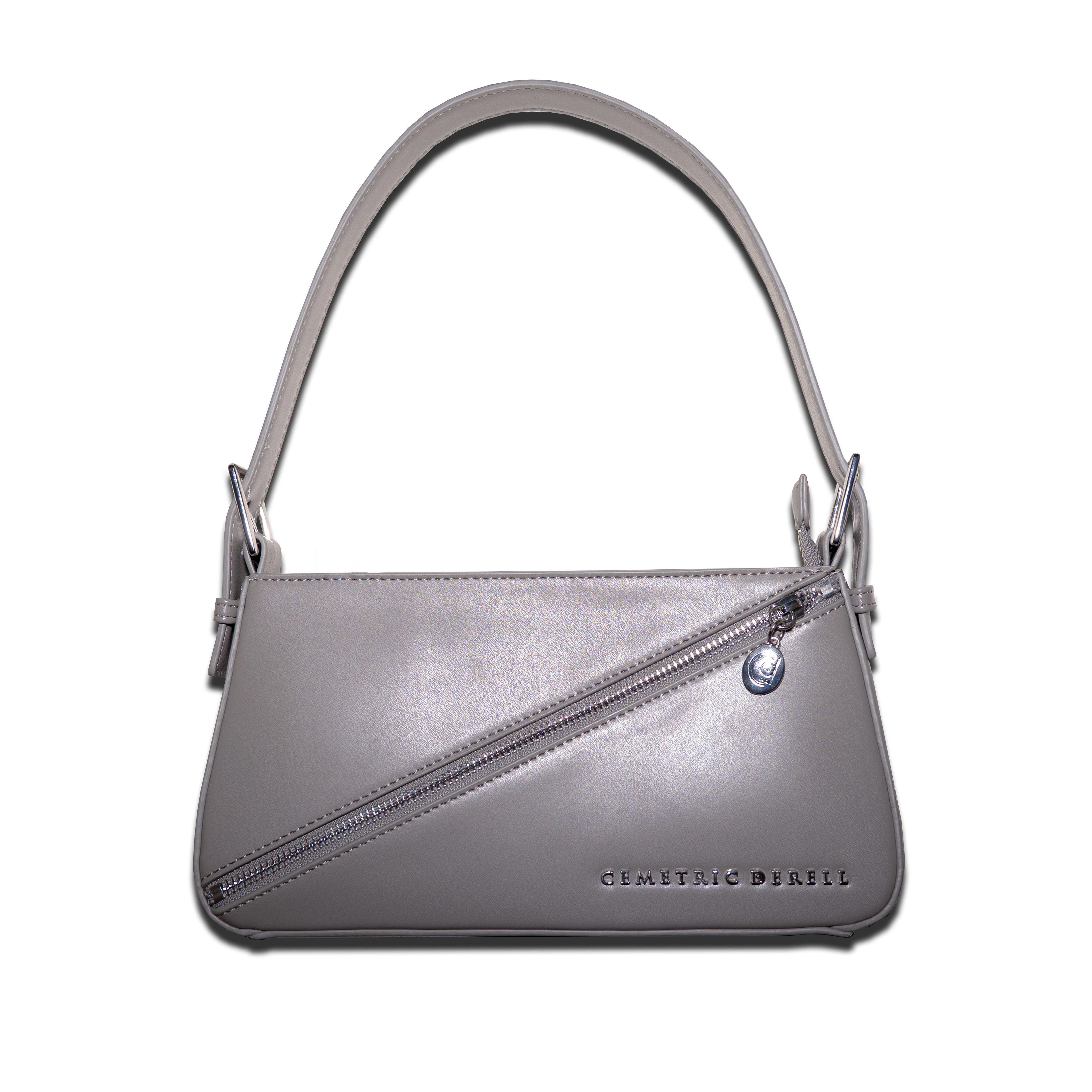 Eleven Shoulder Bag in Grey with silver hardware front view