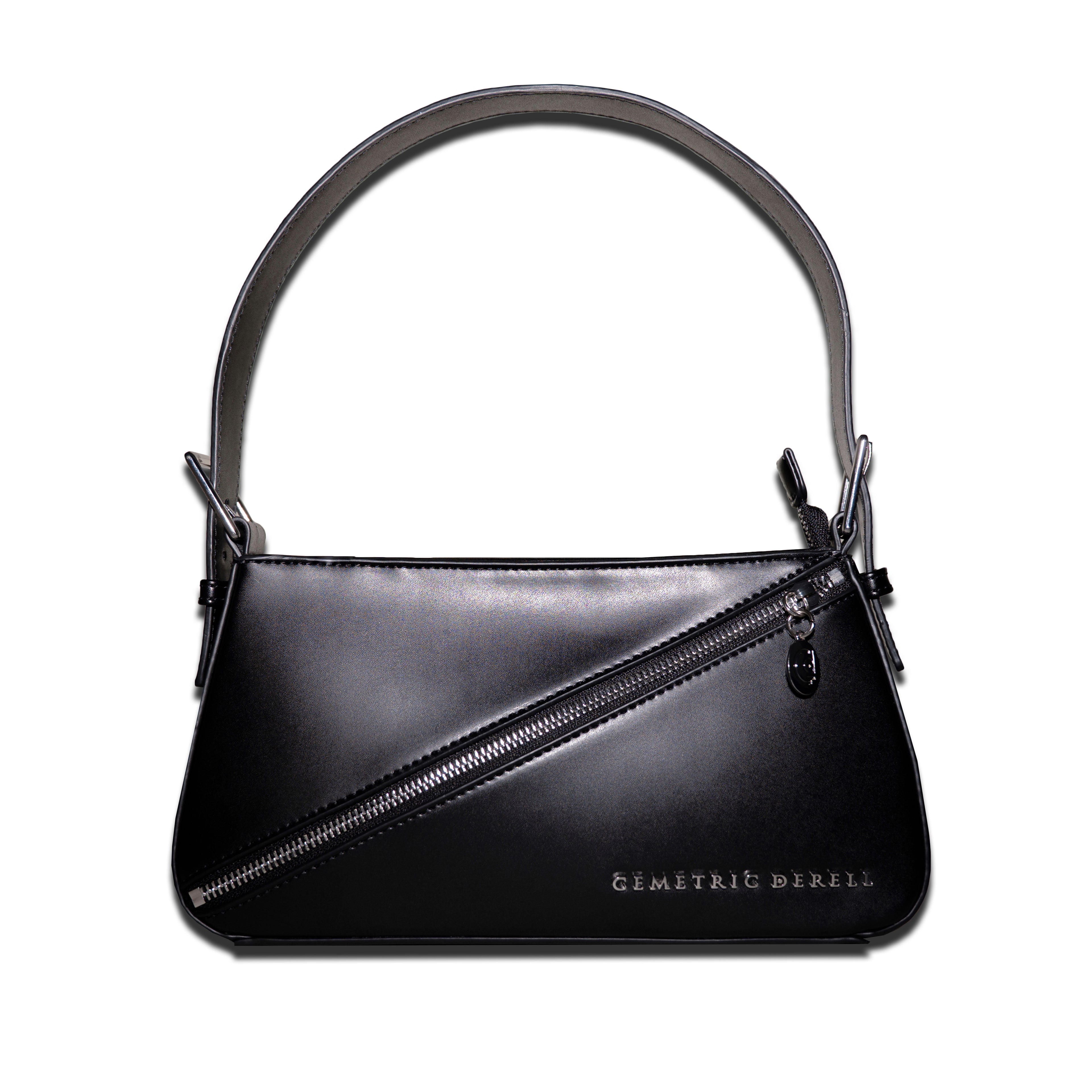 Eleven Shoulder Bag in Black with silver hardware front view
